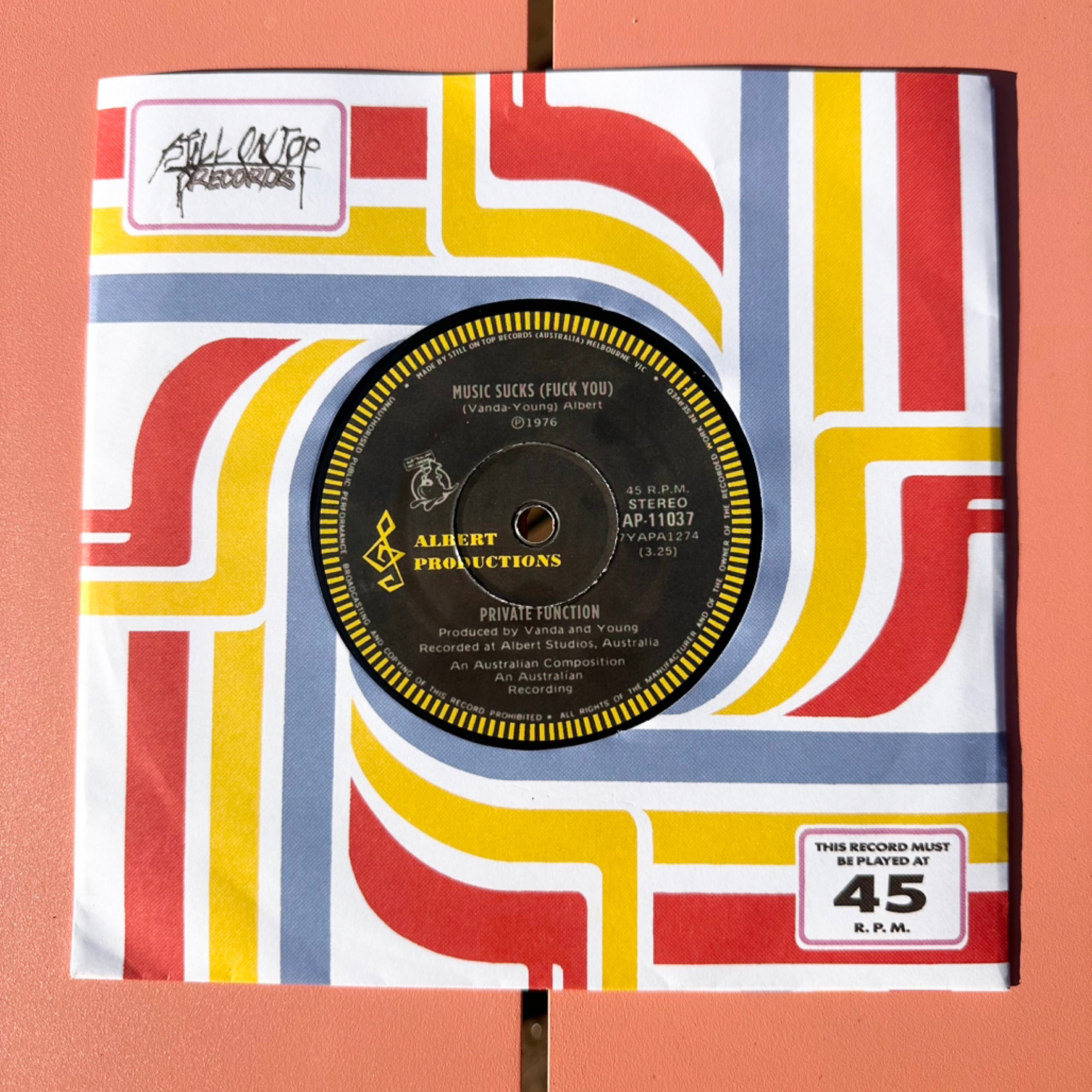 MUSIC SUCKS (FUCK YOU) 7” | PRIVATE FUNCTION STORE
